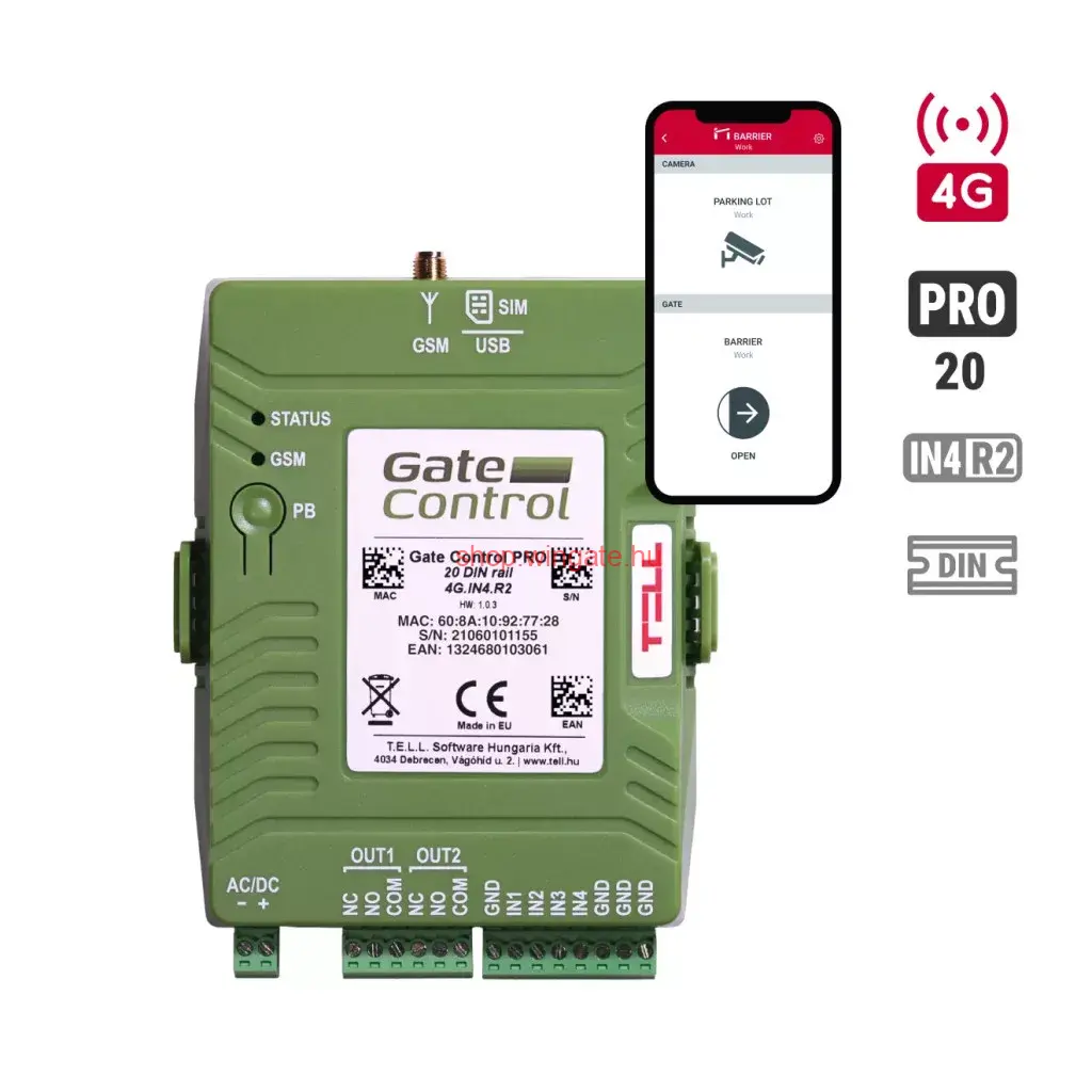 GateControlPRO20DINrail-SIM-kártyával